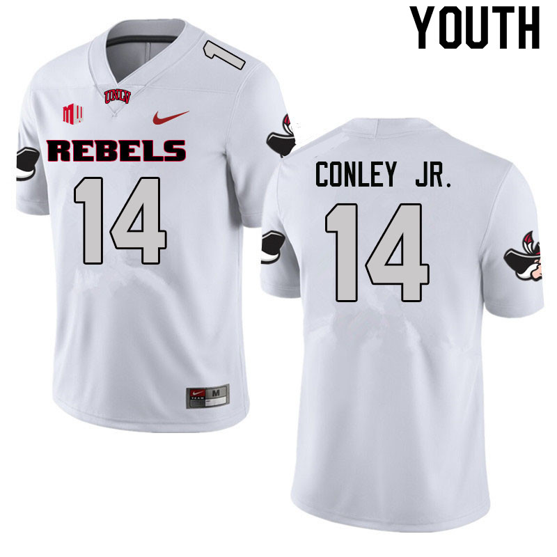 Youth #14 Keith Conley Jr. UNLV Rebels College Football Jerseys Sale-White - Click Image to Close